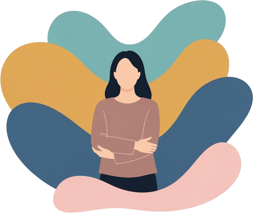 Illustration of a woman with her arms crossed, displaying a confident and assertive posture.