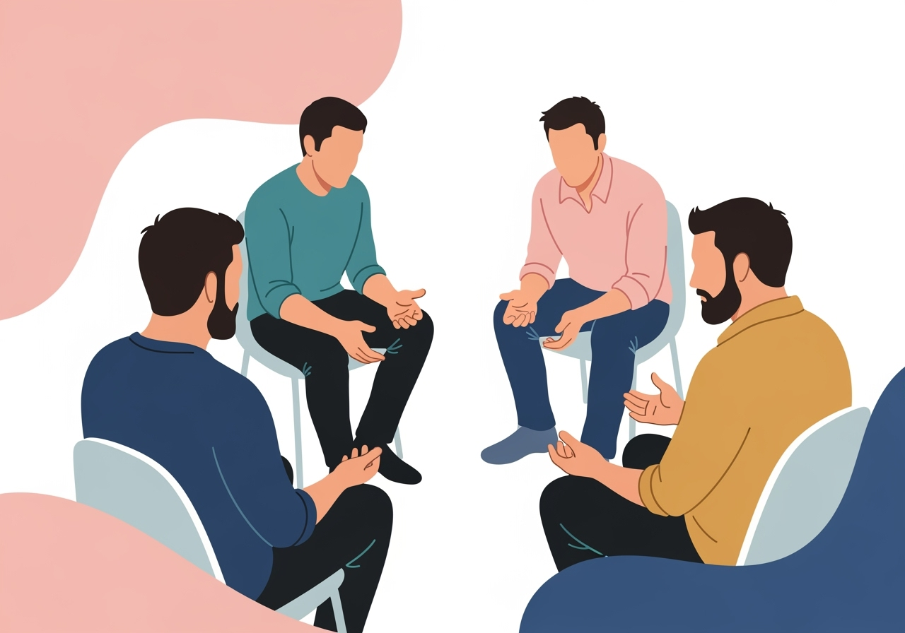 a group of men sitting in chairs