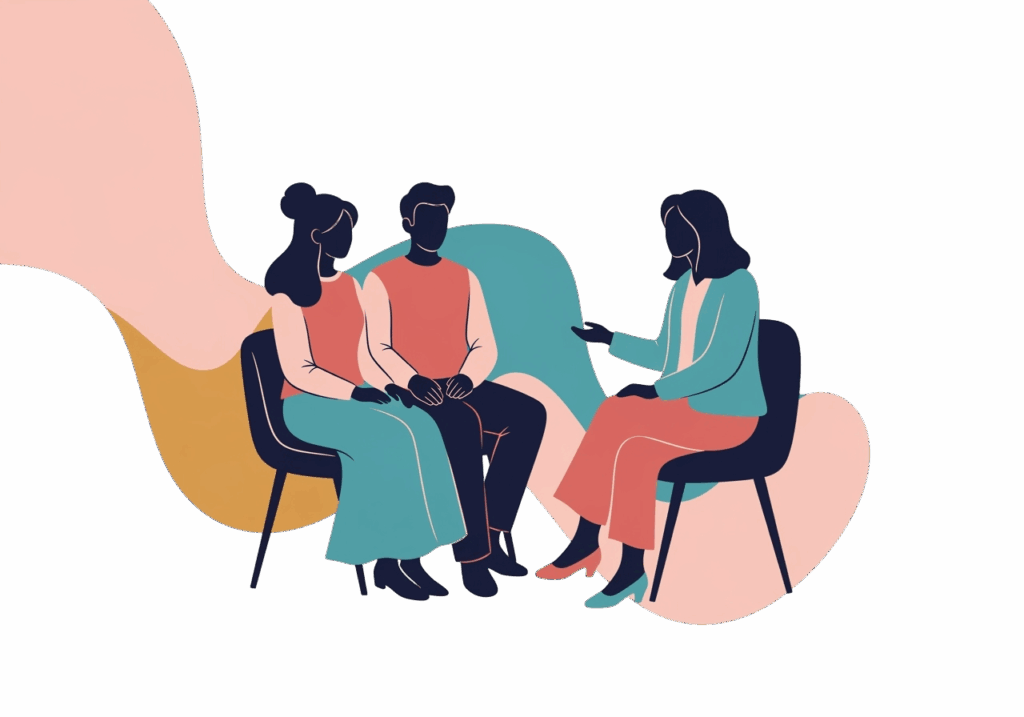 People sitting in chairs, animatedly discussing and sharing ideas in a friendly setting.