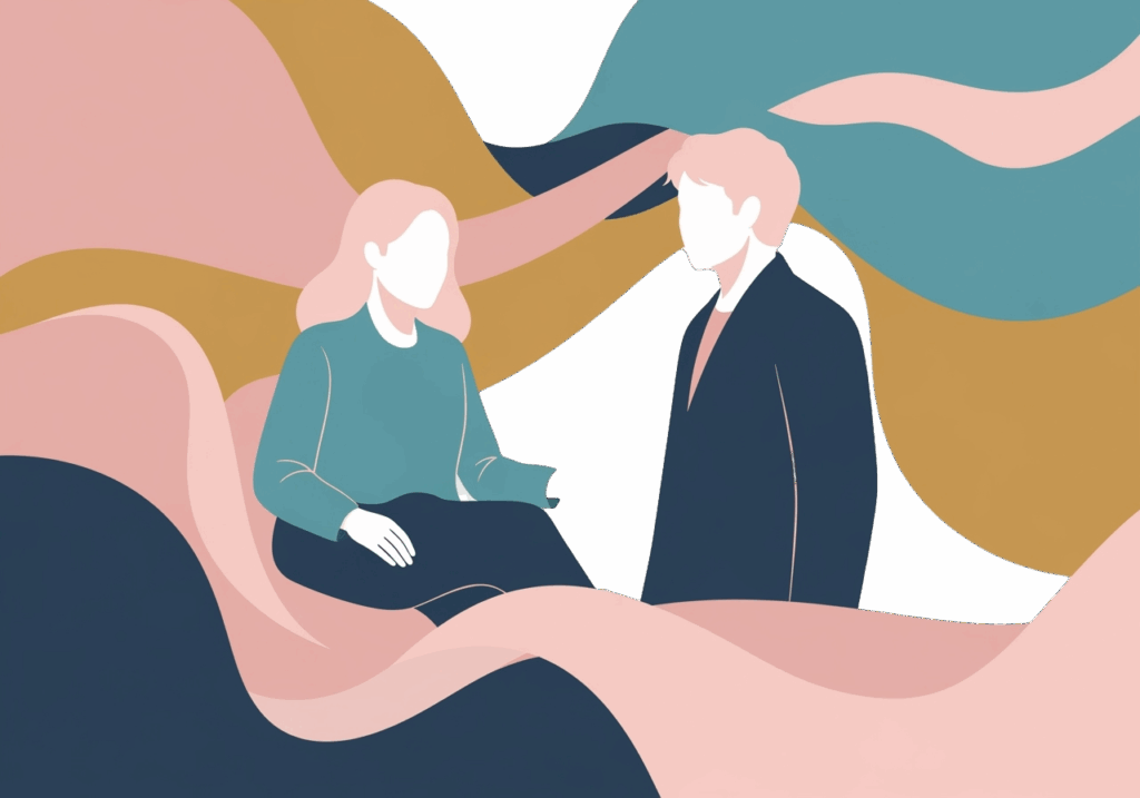 a man and woman holding handshake