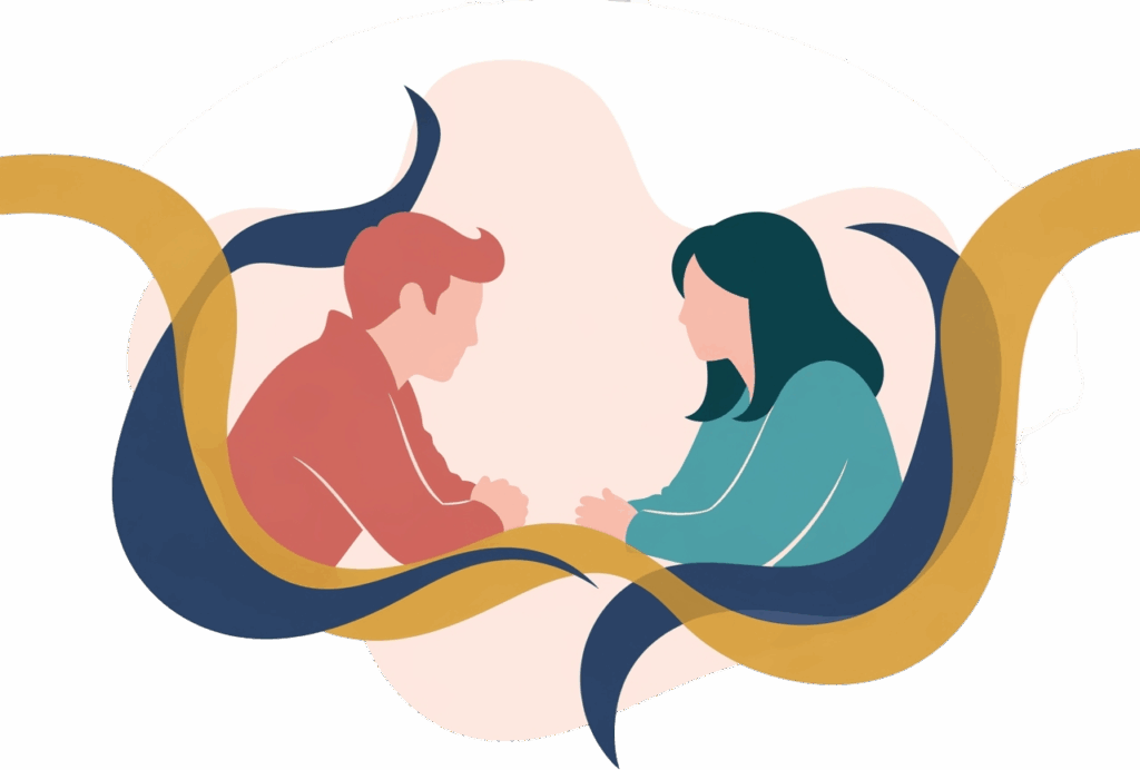 Couple practicing healthy communication skills to rebuild trust and emotional intimacy.